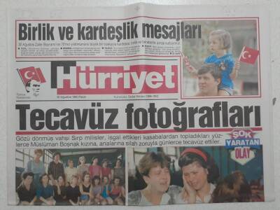 Hürriyet Gazetesi - 30 Ağustos 1992 - Sırp Milisler Müslüman Boşnak Kızlarına Silah Zoruyla Tecavüz Ettiler GZ111717 - 1