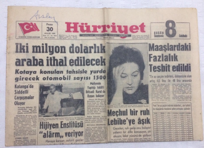 Hürriyet Gazetesi 30 Aralık 1962 - İki Milyon Dolarlık Araba İthal Edilecek - GZ17773 - 1