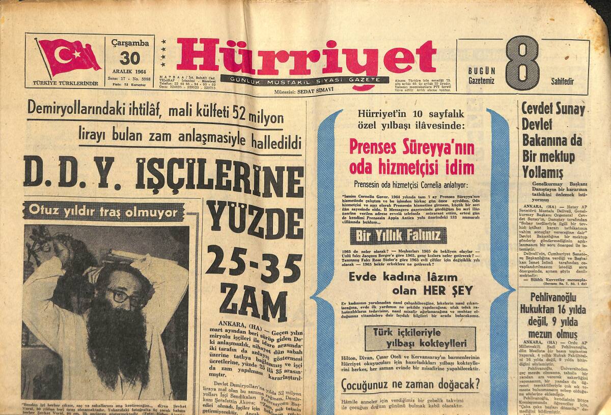 Hürriyet Gazetesi 30 Aralık 1964 - Cevdat Sunay Devlet Bakanına Da Bir Mektup Yollamış GZ146952 - 1