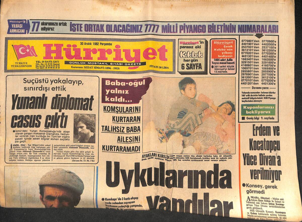 Hürriyet Gazetesi 30 Aralık 1982 - Dünya Brigitte Bardot'un İtiraflarını Merakla İzliyor - Serbest Bölgelere Pasaportla Girilecek GZ134502 - 1