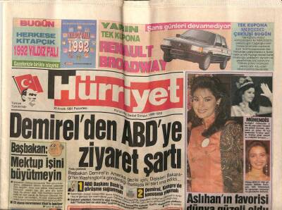 Hürriyet Gazetesi 30 Aralık 1991 - Doğum Günü Hediyesi GZ55338 - 1