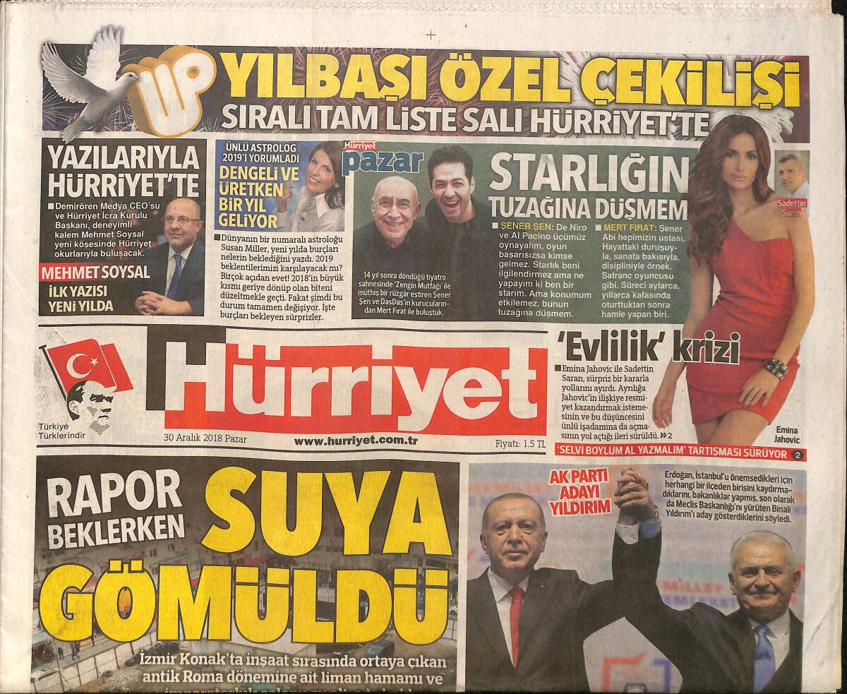 Hürriyet Gazetesi 30 Aralık 2018 - Ak Parti Adayı Yıldırım - Ozan Kabak: Galatasaray Evet Derse İnter'e Giderim GZ154202 - 1