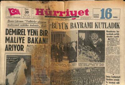 Hürriyet Gazetesi 30 Ekim 1966 - Demirel Yeni Bir Maliye Bakanı Arıyor GZ117489 - 1