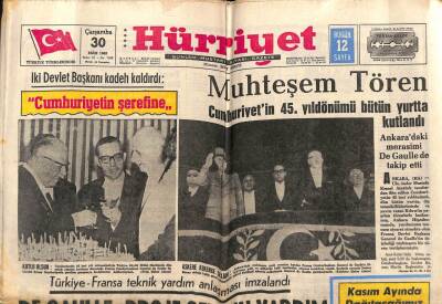 Hürriyet Gazetesi 30 Ekim 1968 - Türkiye - Fransa Teknik Yardım Anlaşması İmzalandı GZ72083 - 2