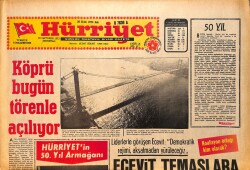 Hürriyet Gazetesi 30 Ekim 1973 - Köprü Bugün Törenle Açılıyor - Türk Ünlüleri Heykel Müzesi Açıldı GZ157792 - Gökçekoleksiyon