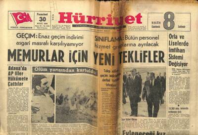 Hürriyet Gazetesi 30 Eylül 1963 - Memurlar İçin Yeni Teklifler GZ54991 - 1