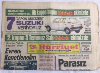 Hürriyet Gazetesi 30 Haziran 1984 - Başbakan, Kararlı Bir Hükumetiz Dedi Özal 6 Ayda Çok Başarılı Olduk - GZ19671 - 1