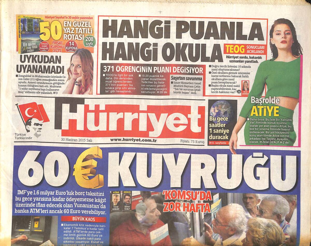 Hürriyet Gazetesi 30 Haziran 2015 - Putin'den Yeni Koalisyon Önerisi - IŞİD'den Sınıra Hendek Ve Mayın GZ160132 - 1