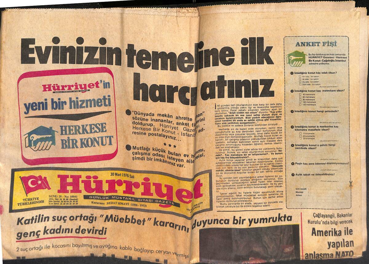 Hürriyet Gazetesi 30 Mart 1976 - Ajda Pekkan'ın Yüzünden Enrico Macias'ın Karısı Kıskançlık Krizleri Geçiriyor GZ134665 - 1