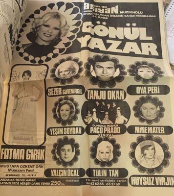 Hürriyet Gazetesi 30 Mart 1978 - Aşiyan Müzikholü Afişi * Gönül Yazar - Fatma Girik - Tanju Okan - Oya Peri - Yeşim Soydan GZ81666 - 2