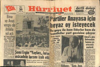 Hürriyet Gazetesi 30 Mayıs 1961 - Kim Novak , İki Ateş Arasında - Yeni Meclis Binasının Bütün Kapılarını Açan Altın Anahtar GZ113377 - 1