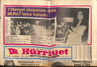 Hürriyet Gazetesi 30 Mayıs 1971 - Mete Hası Kaçıranlardan Rüçhan Devamsızlıktan Sınıfta Kaldı GZ82021 - 1