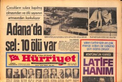 Hürriyet Gazetesi 30 Mayıs 1973 - Adana'da Meydana Gelen Selde 10 Ölü Var - Rakibine Bıçakla Saldıran Genç Araya Giren Çocuğu Öldürdü GZ158248 - Gökçekoleksiyon