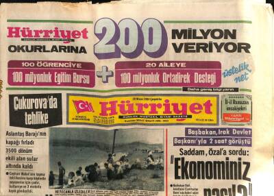 Hürriyet Gazetesi 30 Mayıs 1984 - Aslantaş Barajının Kapağı Fırladı . 3500 Dönüm Ekili Alan Sular Altında Kaldı GZ81636 - 1