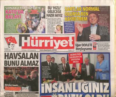 Hürriyet Gazetesi 30 Mayıs 2018 - Kanal İstanbul THY Projesiyle Şimdiden Uçtu - Ubere Belge Darbesi GZ125649 - 1