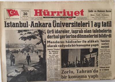 Hürriyet Gazetesi 30 Nisan 1960 - İstanbul - Ankara Üniversiteleri 1 Ay Tatil , Menderes Olaylarla Alakalı Radyoda Konuşma Yaptı - GZ16471 - 1