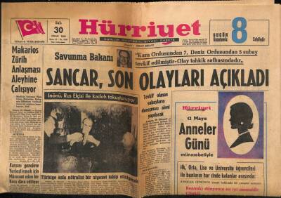Hürriyet Gazetesi 30 Nisan 1963 - Makarios Zürih Anlaşması Aleyhine Çalışıyor GZ91630 - 1