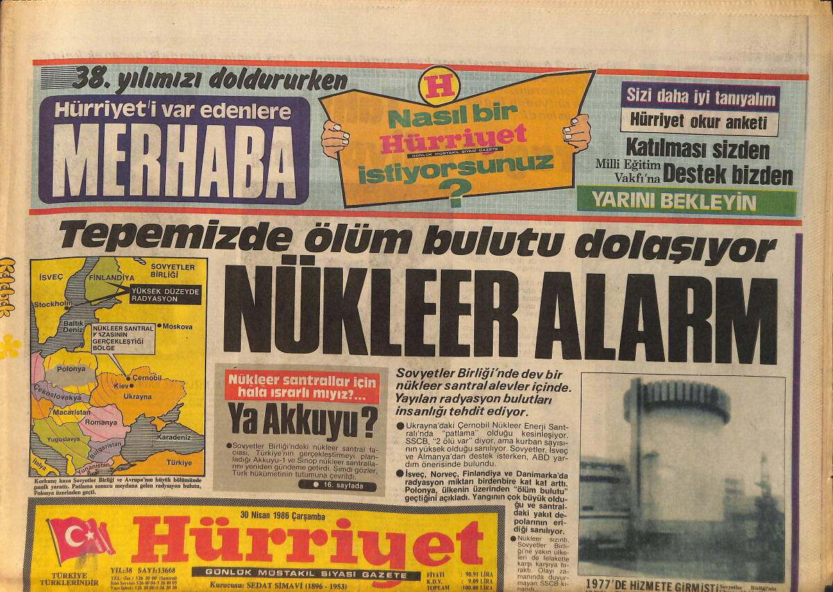 Hürriyet Gazetesi 30 Nisan 1986 - Galatasaray Avrupa'nın Yenilmeyen Tek Takımı - Kıbrıs'ta İnsan Hakları Çiğneniyor GZ158188 - 1