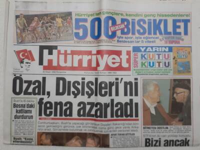 Hürriyet Gazetesi - 30 Nisan 1992 - Özal Dışişlerini Fena Azarladı GZ111709 - 1