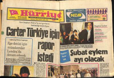 Hürriyet Gazetesi 30 Ocak 1977 - Carter Türkiye İçin Rapor İstedi GZ116309 - 1