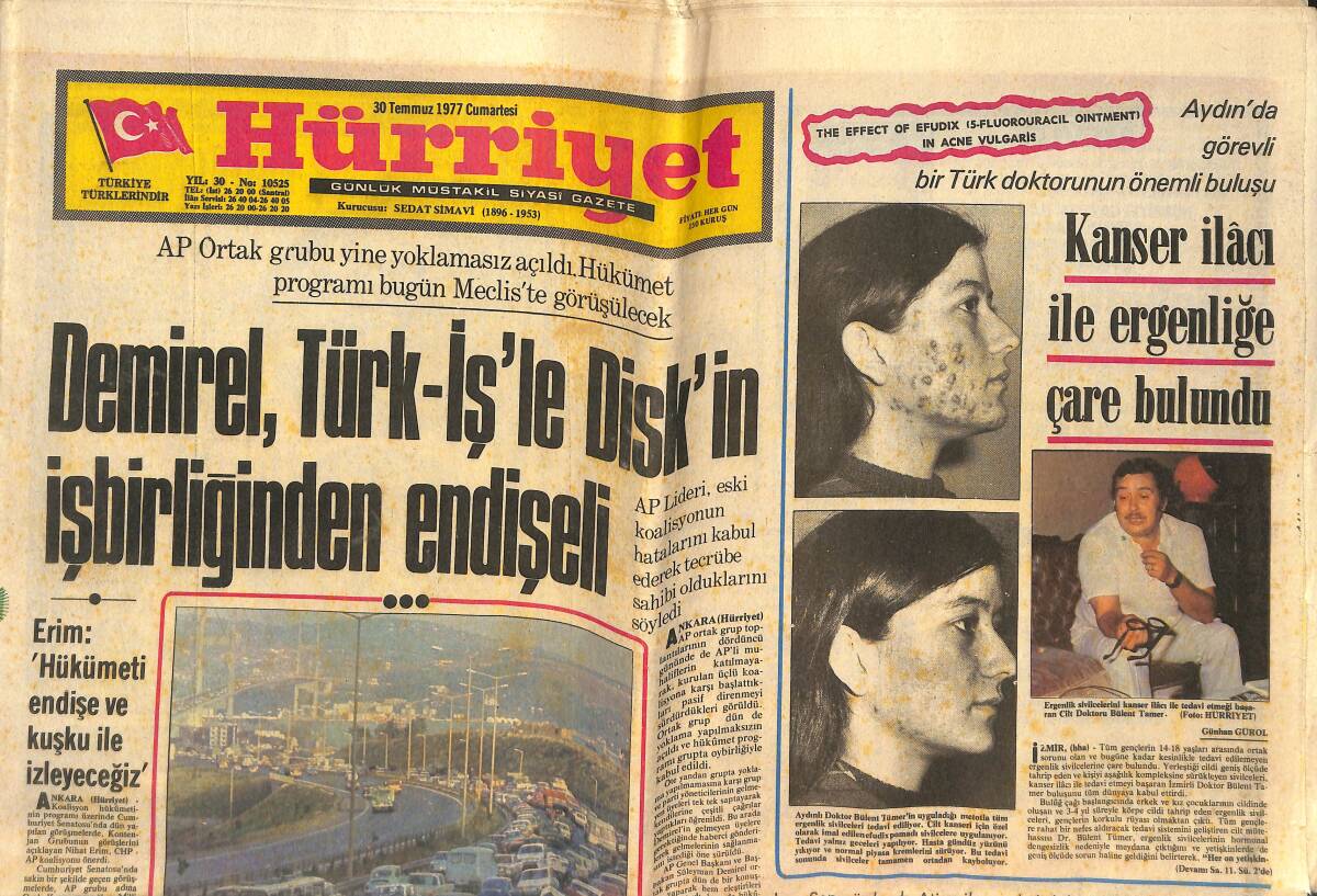 Hürriyet Gazetesi 30 Temmuz 1977 - Demirel İkinci Boğaz Köprüsü İçin Emir Verdi - Amerika , Ege'de Polis Görevi Yapacakmış GZ142414 - 1