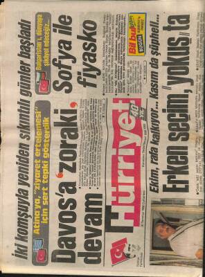 Hürriyet Gazetesi 30 Temmuz 1988 - Davosa Zoraki Devam GZ89158 - 1