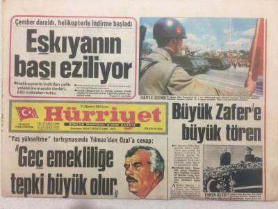 Hürriyet Gazetesi 31 Ağustos 1984 - Turgut Özaldan Anapa 8 Emir GZ50592 - 1