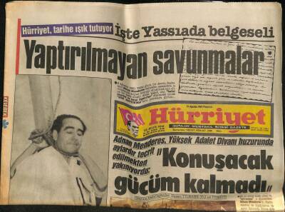 Hürriyet Gazetesi 31 Ağustos 1987 - Adnan Menderes , Yüksek Adalet Divanı Huzurunda Aylardır Tecrit Edilmekten Yakınıyordu GZ76570 - 1