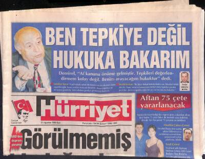 Hürriyet Gazetesi 31 Ağustos 1999 - Demi Moore Hayalimdeki Erkek Tom Cruise - Sevim Şengül Toprağa Verildi GZ119389 - 1