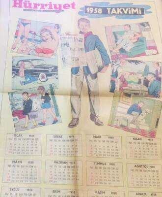 Hürriyet Gazetesi 31 Aralık 1957 - 1958 Takvimi Tam Sayfa GZ56147 - 1