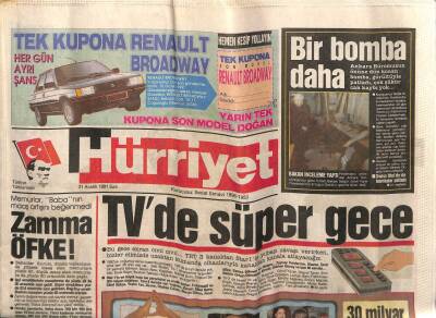 Hürriyet Gazetesi 31 Aralık 1991 - Doğum Günü Hediyesi GZ55418 - 1