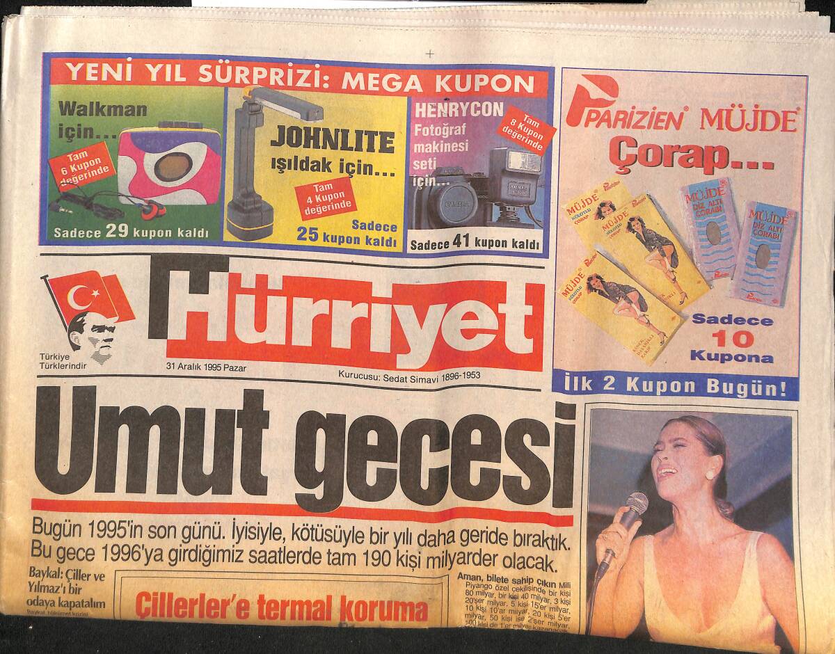 Hürriyet Gazetesi 31 Aralık 1995 - Hasan Arat Yılın İşadamı - Fantom'un Düşmesine Yunanlılar Neden Oldu GZ132964 - 1