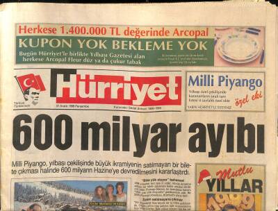 Hürriyet Gazetesi 31 Aralık 1998 - Bonn Türkiye Asker Çeksin - Erez Haftaya Hükümet Tamam - Ebru Şallı İki Aşk Arasında GZ123339 - 1