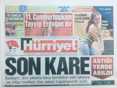 Hürriyet Gazetesi 31 Aralık 2006 - Saddam Hüseyin Asıldı.Son Kare GZ41977 - 1