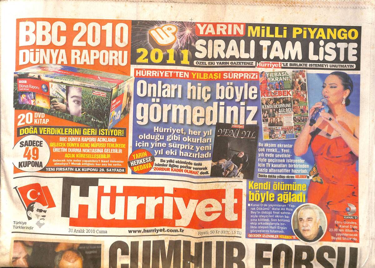 Hürriyet Gazetesi 31 Aralık 2010 - Abdullah Gül , Diyarbakır'da - 57 Bin Tutukluya Tahliye Umudu GZ160121 - 1