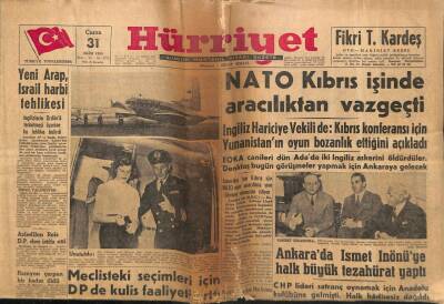Hürriyet Gazetesi 31 Ekim 1958 - NATO Kıbrıs İşinde Aracılıktan Vazgeçti GZ56190 - 1