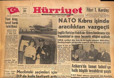 Hürriyet Gazetesi 31 Ekim 1958 - NATO Kıbrıs İşinde Aracılıktan Vazgeçti GZ85588 - 1