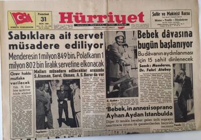 Hürriyet Gazetesi 31 Ekim 1960 - Menderes Ve Polatkanın Servetine El Konacak GZ16491 - 2