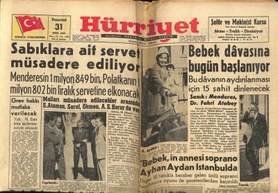Hürriyet Gazetesi 31 Ekim 1960 - Sabıklara Ait Servet Müsadere Ediliyor GZ68721 - 1