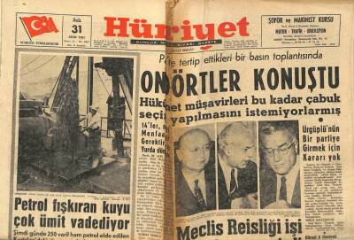 Hürriyet Gazetesi 31 Ekim 1961 - Petrol Fışkıran Kuyu Çok Ümit Vadediyor GZ77649 - 1