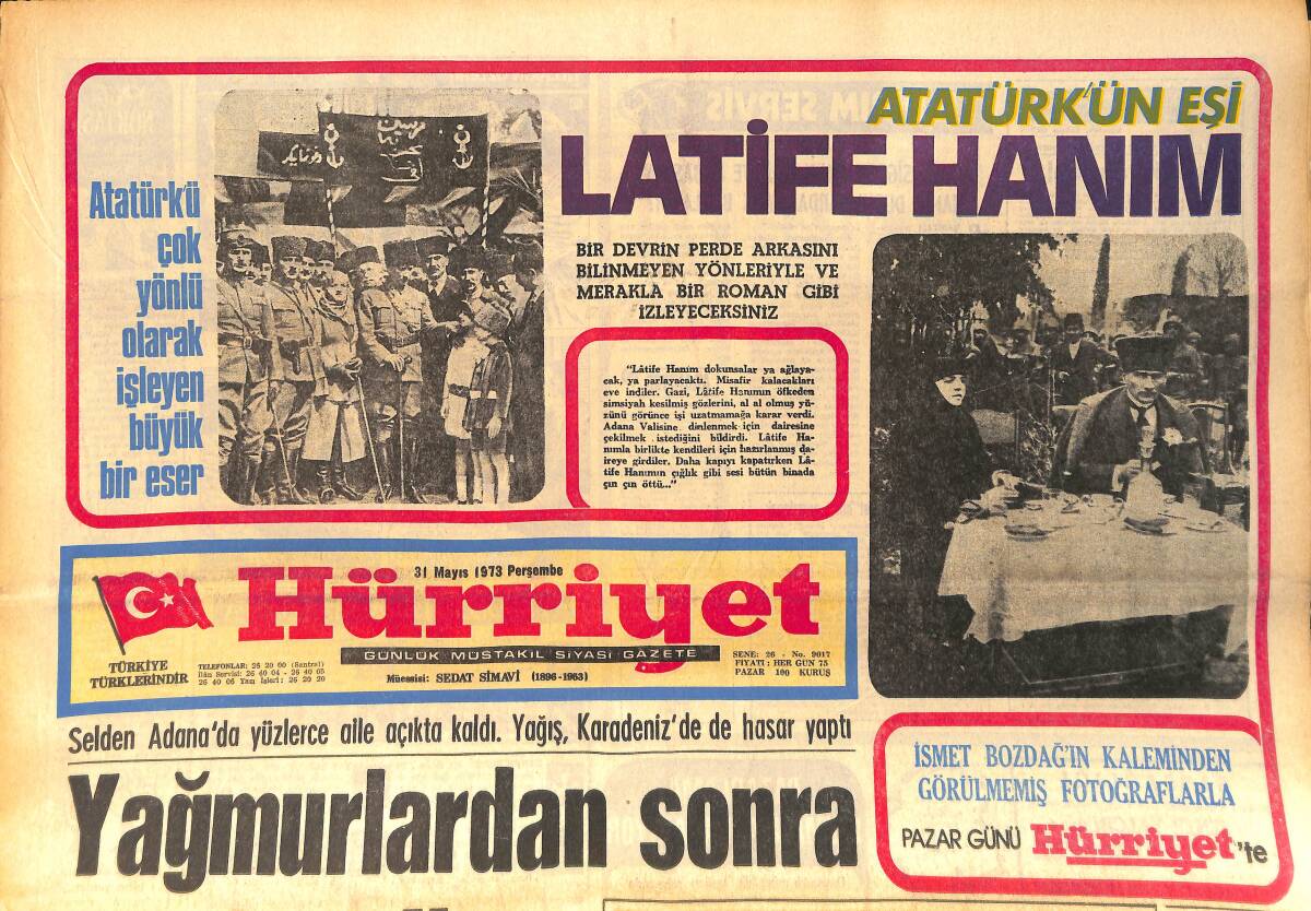 Hürriyet Gazetesi 31 Mayıs 1973 - Yaşanan Selde Adana'da Yüzlerce Aile Açıkta Kaldı. Yağış Karadeniz'de de Hasar Yaptı GZ158300 - 1