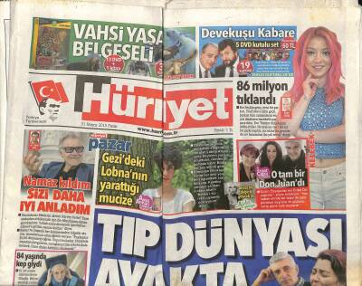 Hürriyet Gazetesi 31 Mayıs 2015 - Büyük Usta Bedri Koramanı Kaybettik - Ece Seçkin Youtubeu Yıktı Geçti GZ125768 - 1