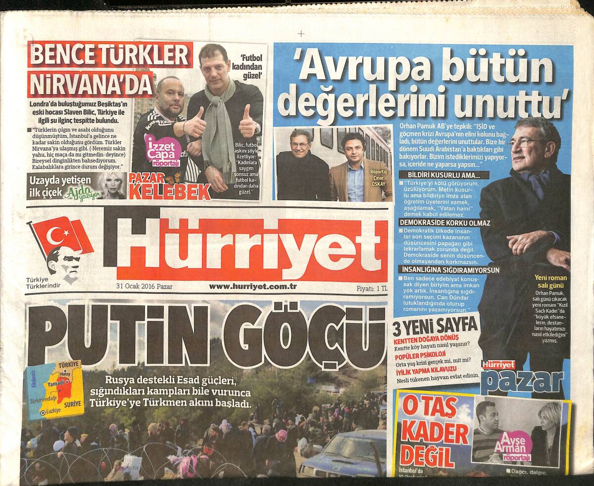 Hürriyet Gazetesi 31 Ocak 2016 - Putin Göçü - Cem Karaca'dan 43 Yıl Bekleyen Albüm GZ160149 - 1