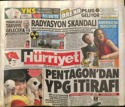 Hürriyet Gazetesi 31 Ocak 2018 - Pentagondan YPG İtirafı - Moskovaya Ural Tepkisi GZ125582 - 1