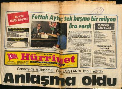 Hürriyet Gazetesi 31 Temmuz 1974 - Cenevrede İsteklerimizi Yunanistana Kabul Ettirdik GZ117586 - 1