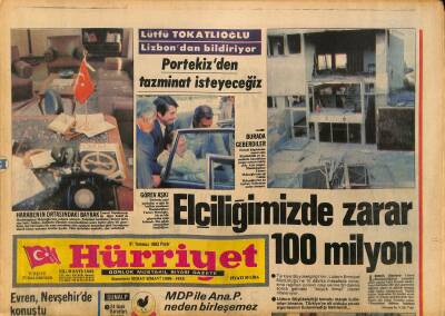 Hürriyet Gazetesi 31 Temmuz 1983 - İranın 2. Hedefi Boru Hattı - Elçiliğimizde Zarar 100 Milyon GZ126106 - 1