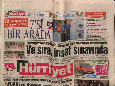 Hürriyet Gazetesi 4 Ağustos 1989 - İnönü , Naharinin Gözyaşlarını Silecek GZ80797 - 1
