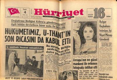 Hürriyet Gazetesi 4 Ekim 1964 - Avrupanın En Güzel Mankeni İle Evlenen Fotoğrafçı İntihar Etti GZ81918 - 1