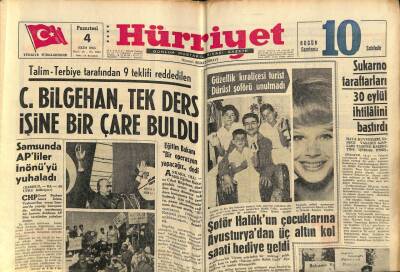 Hürriyet Gazetesi 4 Ekim 1965 -C. Bilgehan , Tek Ders İşine Bir Çare Buldu GZ81040 - 1