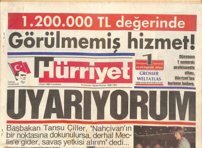 Hürriyet Gazetesi 4 Eylül 1993 - Yaser Arafat Baba Oluyor - Tahran Ankarayı İkna Etti GZ128040 - 1